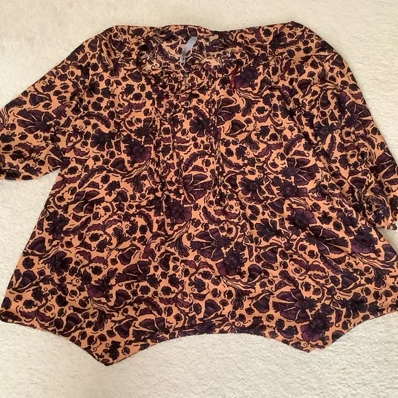 MELISSA MCCARTHY Floral Tunic Blouse 2X Asymmetric Hem Work Office Spring Boho - Picture 12 of 15